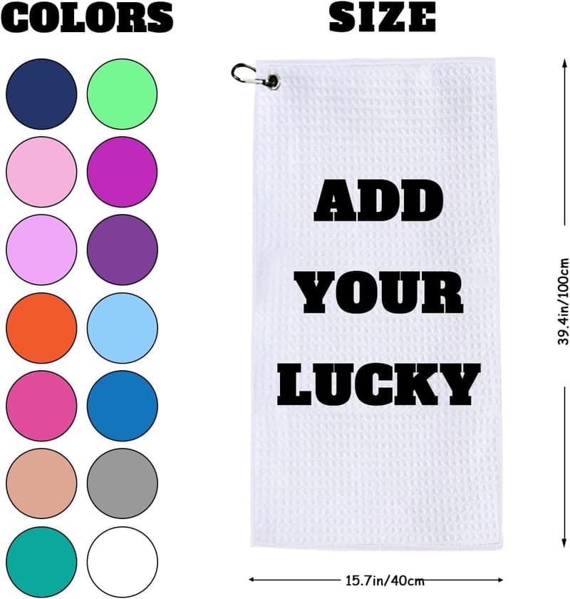 Personalized Large Golf Towel with Clip - Custom Logo & Text