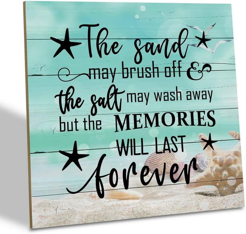 Ocean-Themed Wooden Beach Sign for Home Decor