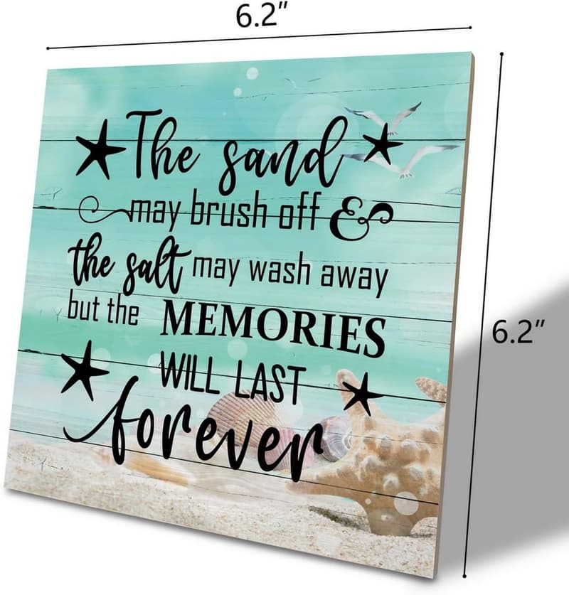 Ocean-Themed Wooden Beach Sign for Home Decor