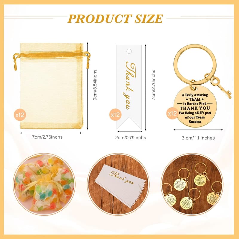 Employee Appreciation Keychains - 36 Pcs Thank You Gifts Set