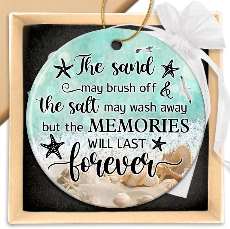 Beach-Themed Ceramic Ornament - Gift for Women and Men