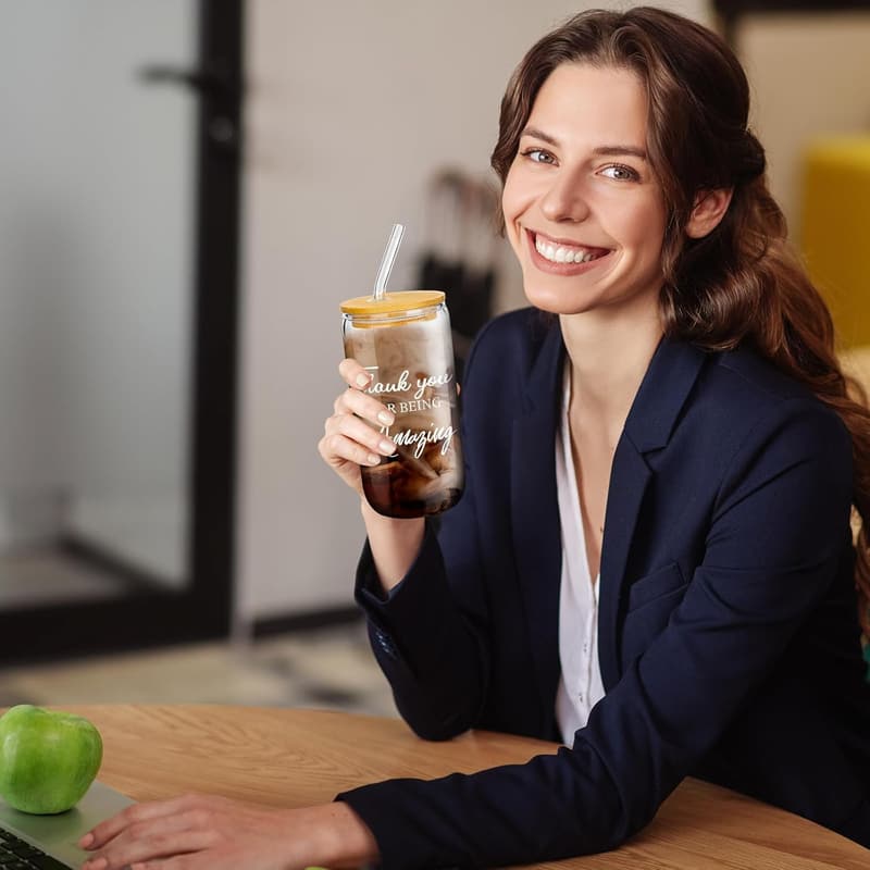 Employee Appreciation Gifts - 12 Set Can-Shaped Glasses (16 oz)