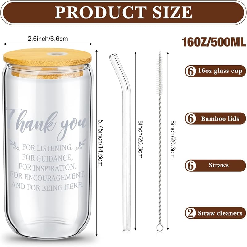 Employee Appreciation Gifts - 12 Set Can-Shaped Glasses (16 oz)