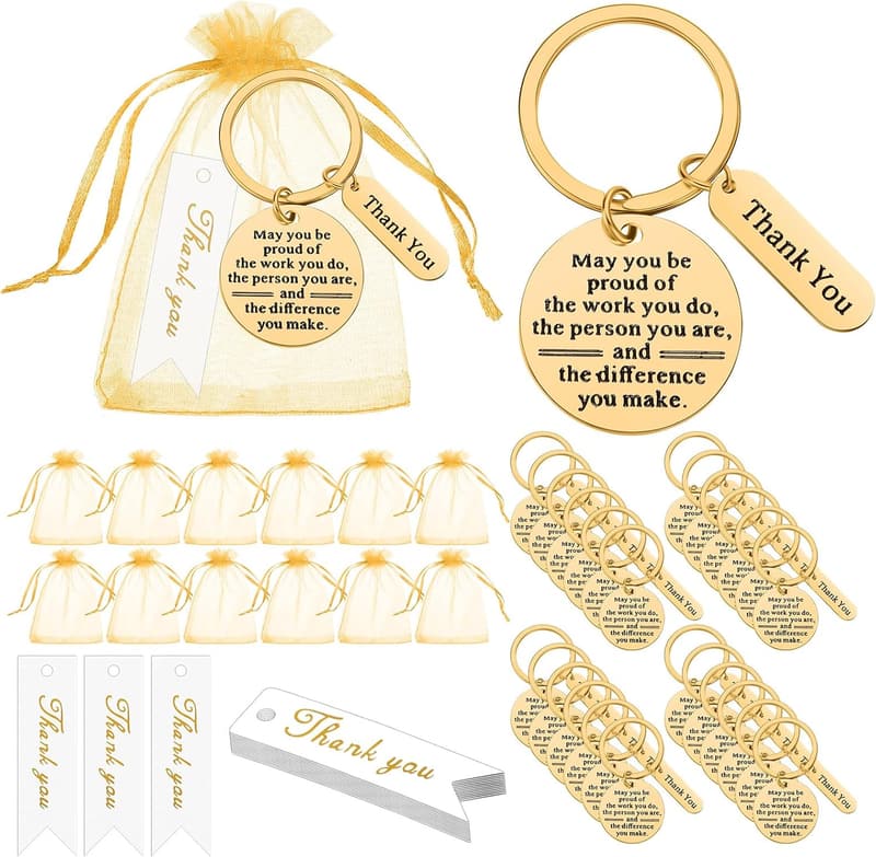 Employee Appreciation Gifts Set with Thank You Cards in Organza Bags