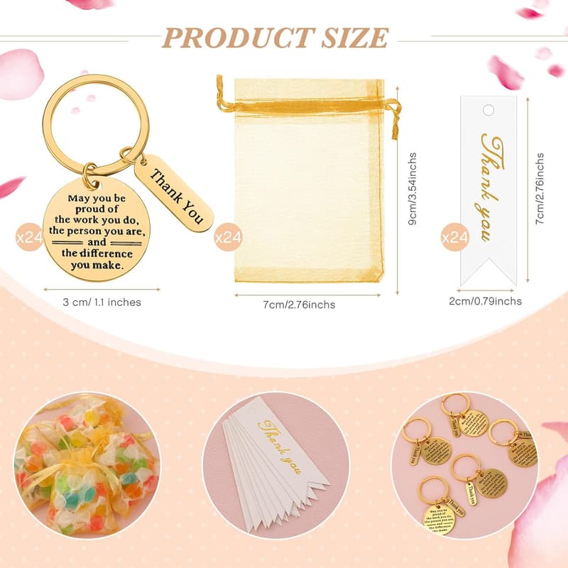 Employee Appreciation Gifts Set with Thank You Cards in Organza Bags