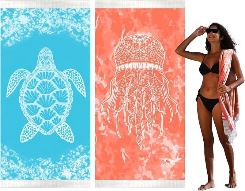 Extra Large Thin Turkish Beach Towel - Quick Dry, Sand Free, Cotton
