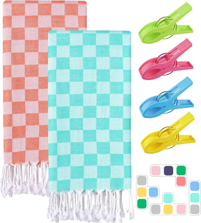 Extra Large Sand-Free Turkish Beach Towel Set for Women