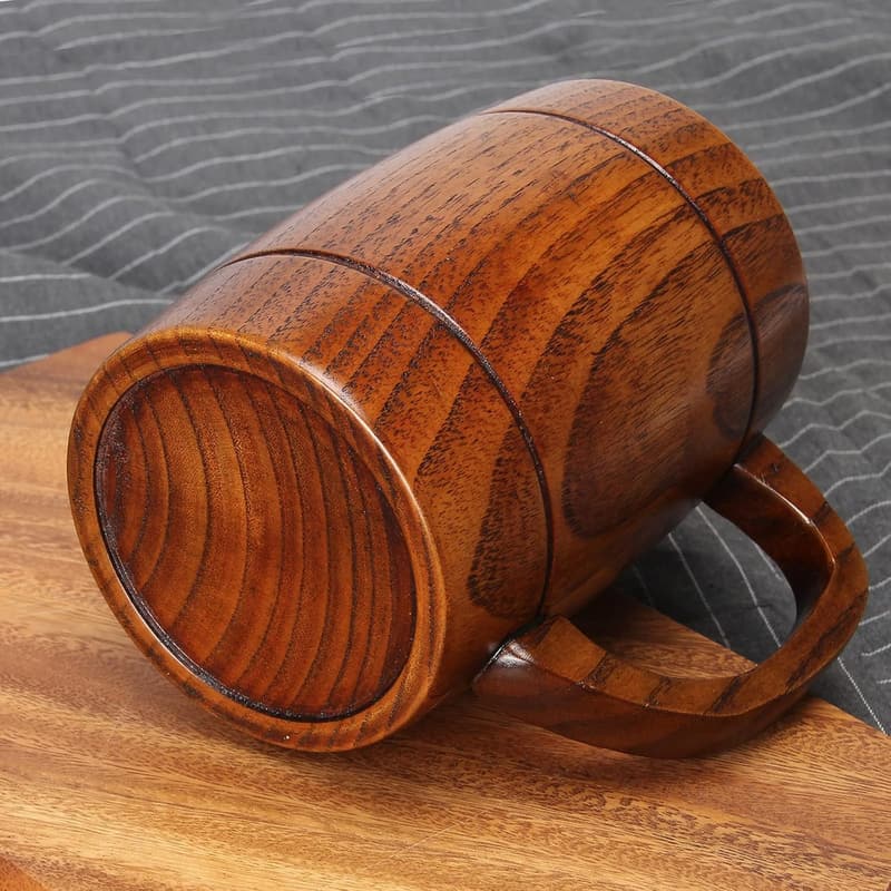 Rustic Wooden Beer Mug - 24 oz Viking Tankard for Men & Women