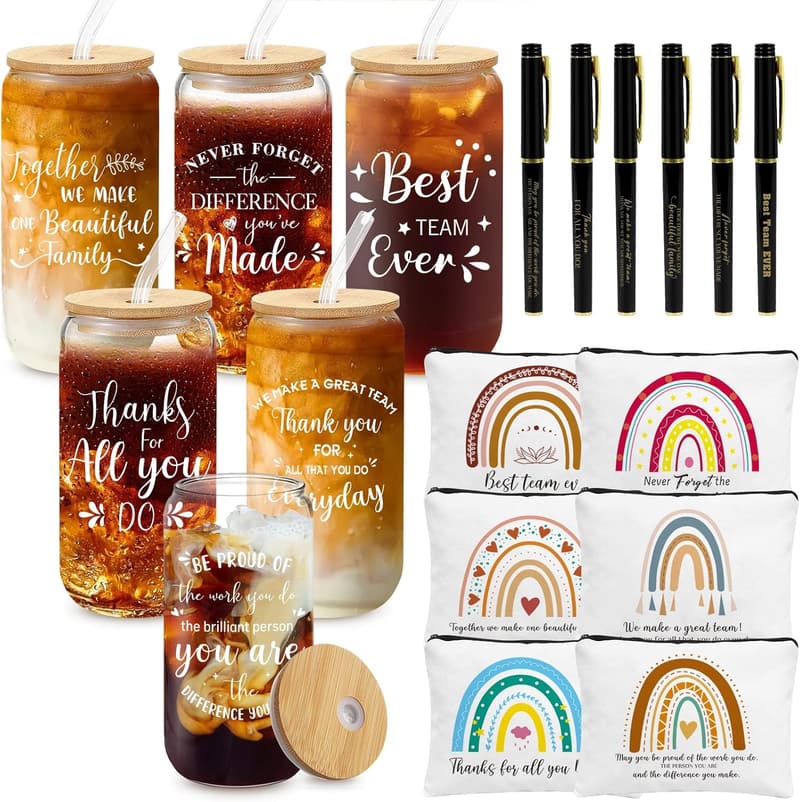 Employee Appreciation Thank You Gifts - Modern Glasses & Bag Set