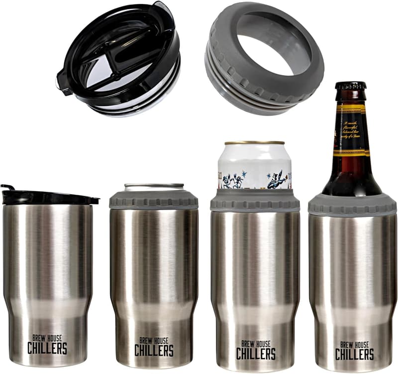 4-in-1 Stainless Steel Travel Mug & Drink Holder Set