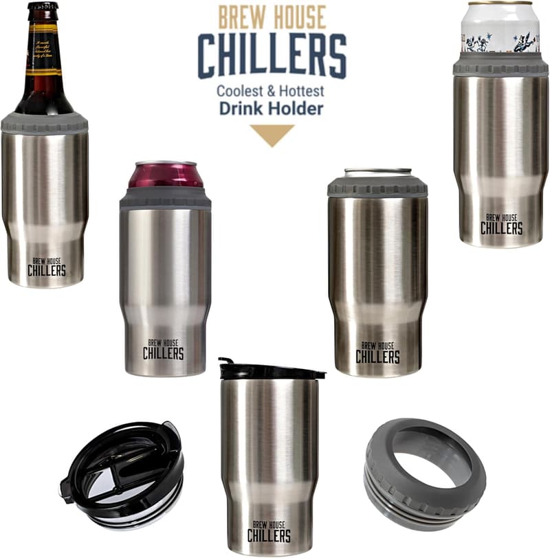 4-in-1 Stainless Steel Travel Mug & Drink Holder Set
