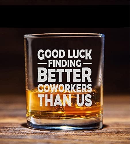 Going Away Gift Whiskey Glass - Good Luck Coworkers Design