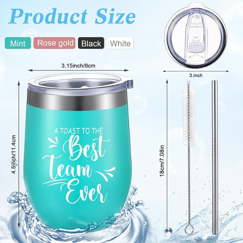 Employee Appreciation Wine Tumblers – Insulated Stainless Steel, 12 oz (20 Pcs)