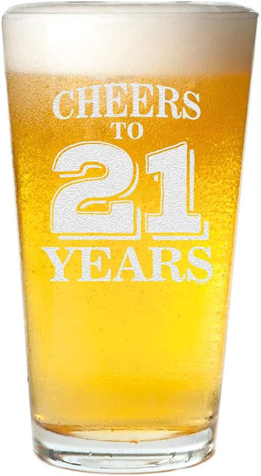 21st Birthday Pint Beer Glass Gift for Him & Her