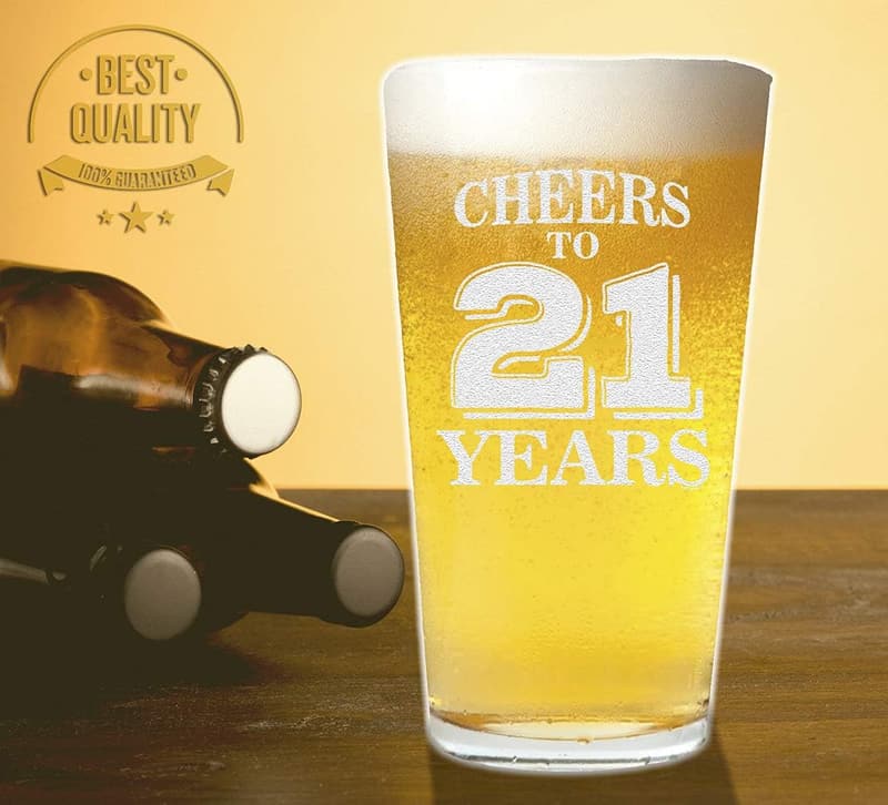 21st Birthday Pint Beer Glass Gift for Him & Her