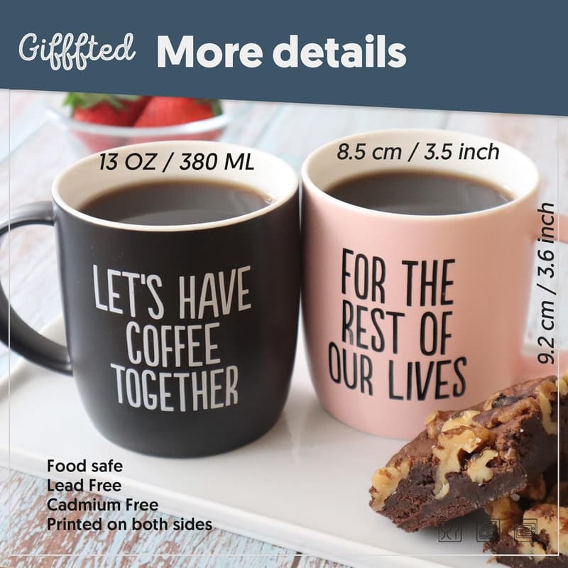 Engagement Gift: Mr & Mrs Coffee Mug Set for Couples