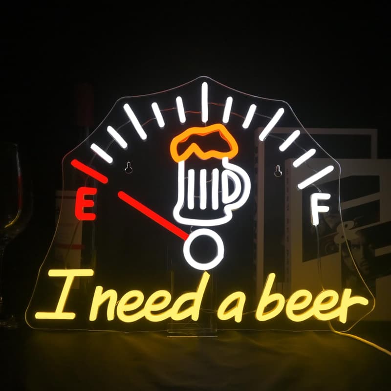Beer Neon Sign - LED Wall Decor for Man Cave or Party