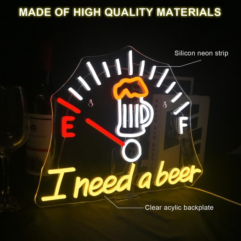 Beer Neon Sign - LED Wall Decor for Man Cave or Party