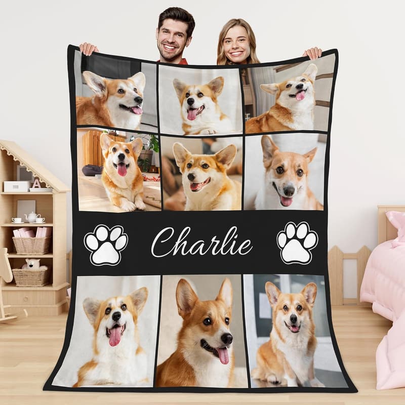 Personalized Dog Portrait Blanket - Perfect Pet Lover Gift for Mom