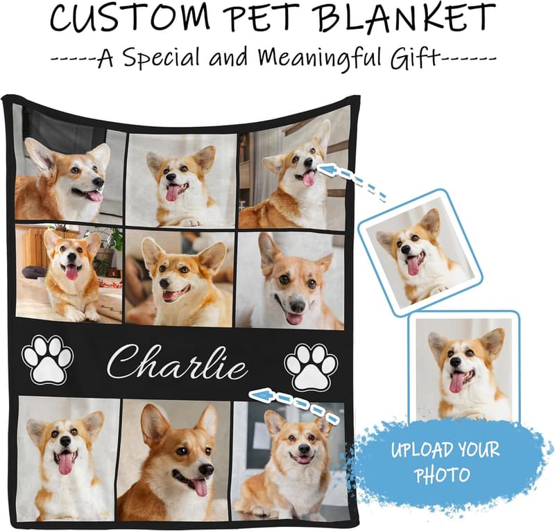 Personalized Dog Portrait Blanket - Perfect Pet Lover Gift for Mom