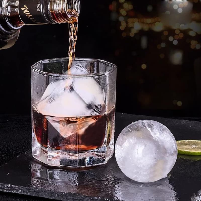 Large Square & Sphere Ice Cube Tray Set for Drinks - Purple