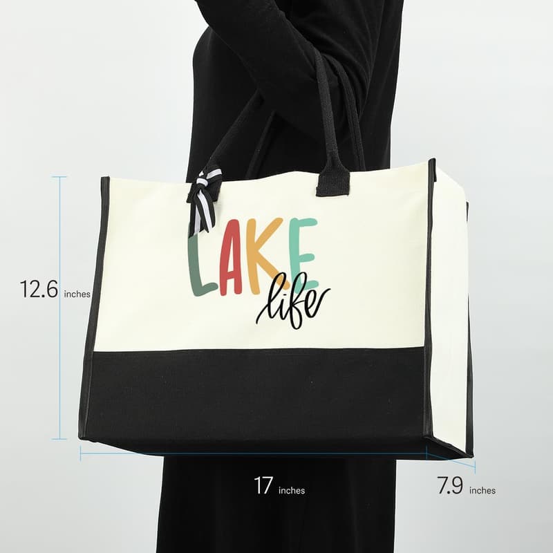 Personalized Waterproof Canvas Tote Bag for Lake Trips