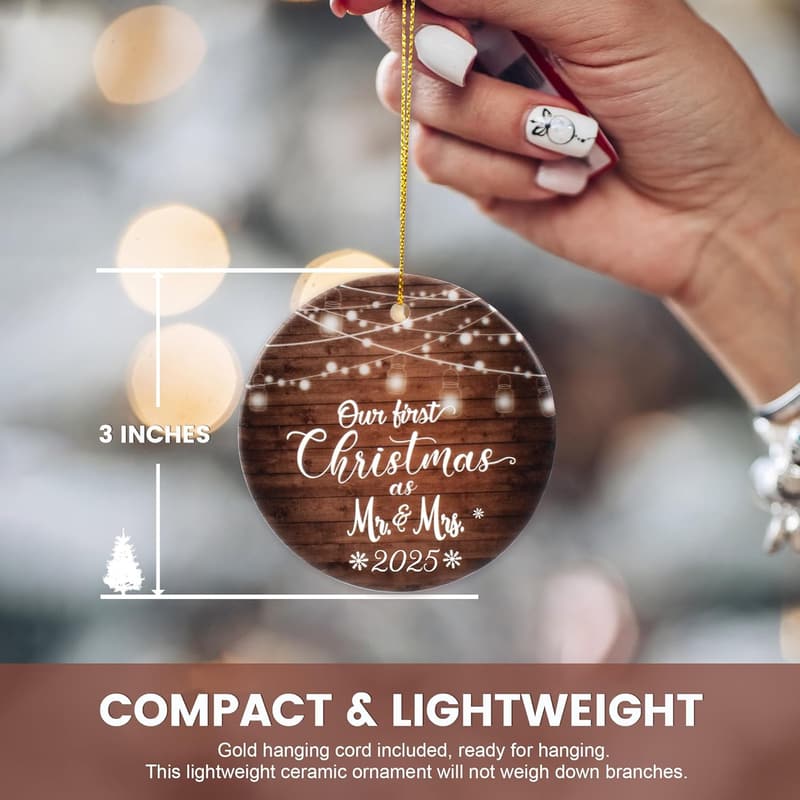 2025 First Christmas Ornament for Newlyweds, Ceramic