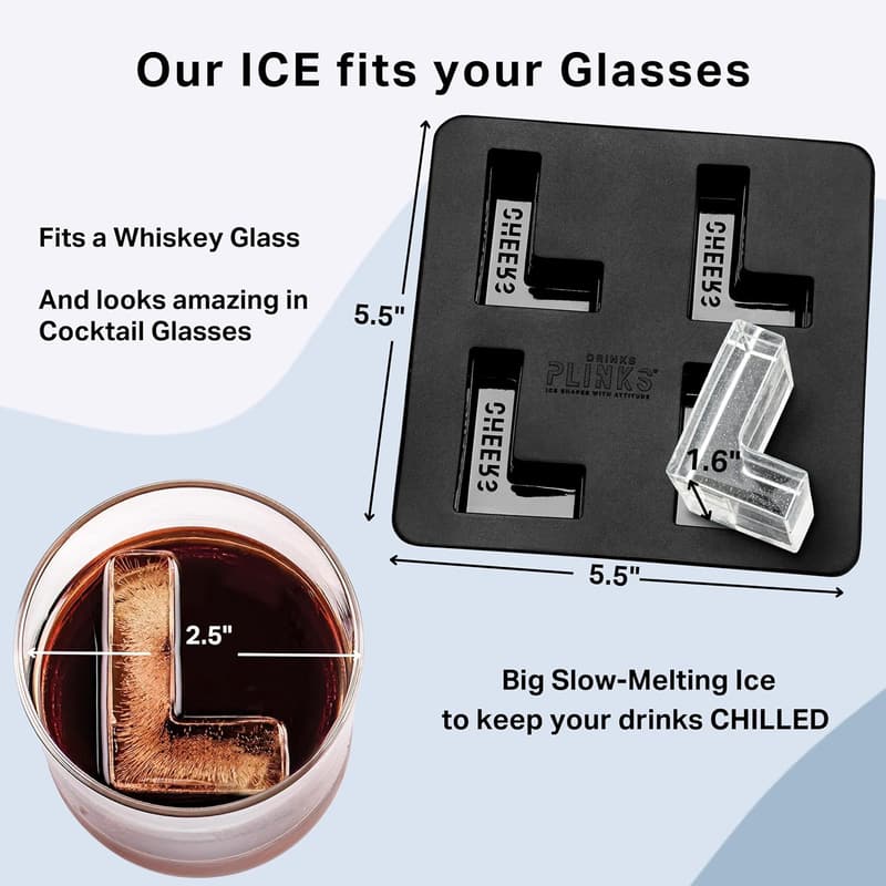 Custom Letter L Silicone Ice Cube Mold Tray for Whiskey & Cocktails