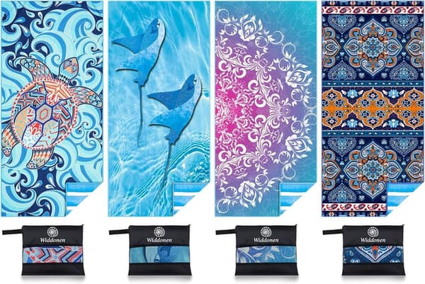 Compact Quick-Dry Microfiber Beach Towels - 4 Pack