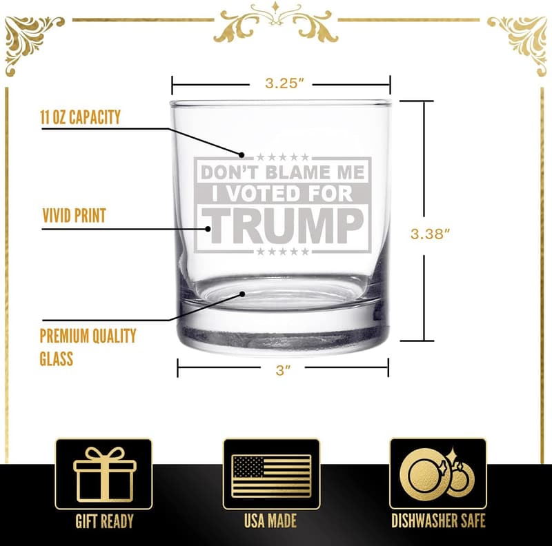 Funny Political Whiskey Glass - 11oz for Dads & Conservatives