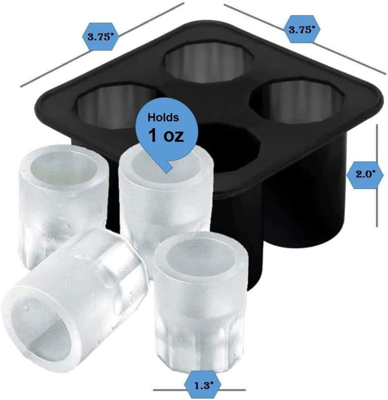 Silicone Shot Glass Ice Molds for Reusable Whiskey Drinks
