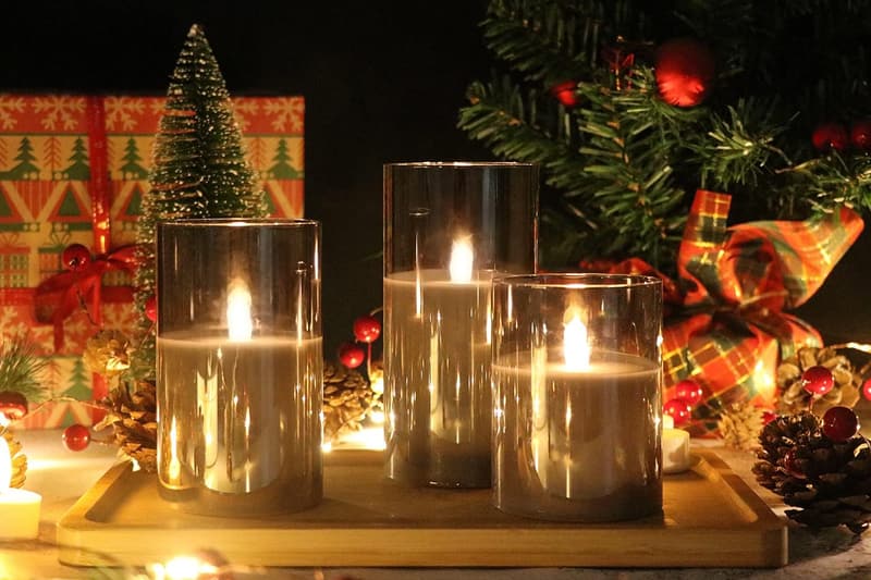 Flameless LED Candles Set with Timer & Remote - Gray Wax