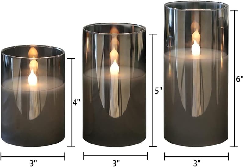 Flameless LED Candles Set with Timer & Remote - Gray Wax