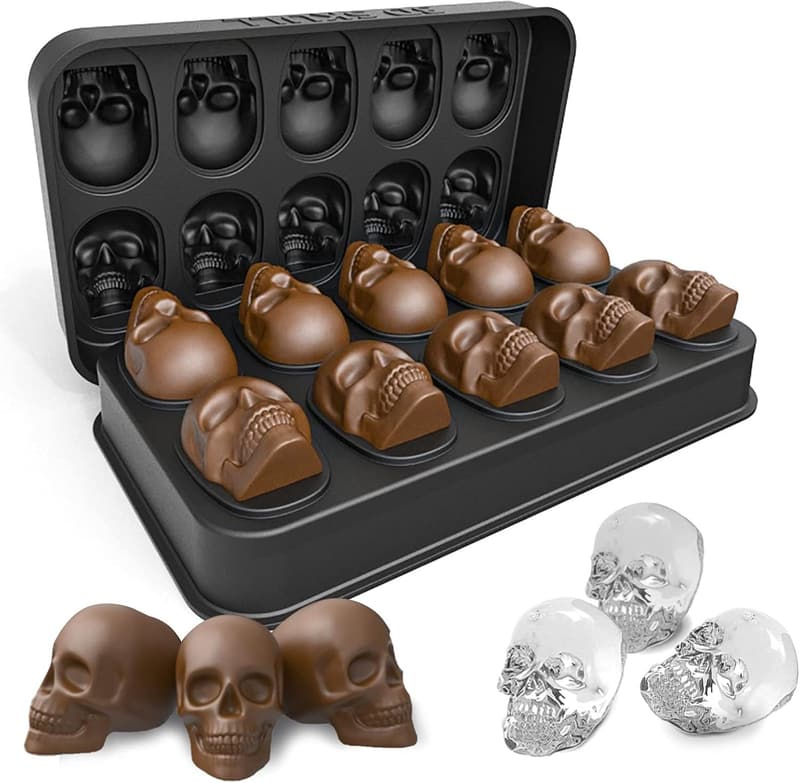 Skull Ice Cube Mold with Lid for Whiskey and Cocktails