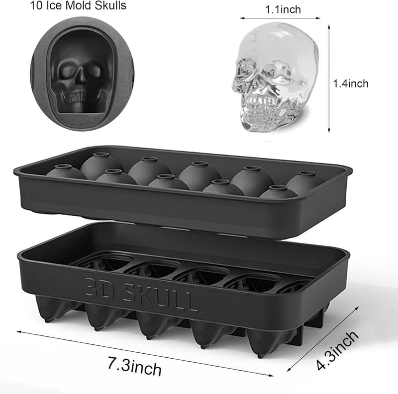 Skull Ice Cube Mold with Lid for Whiskey and Cocktails