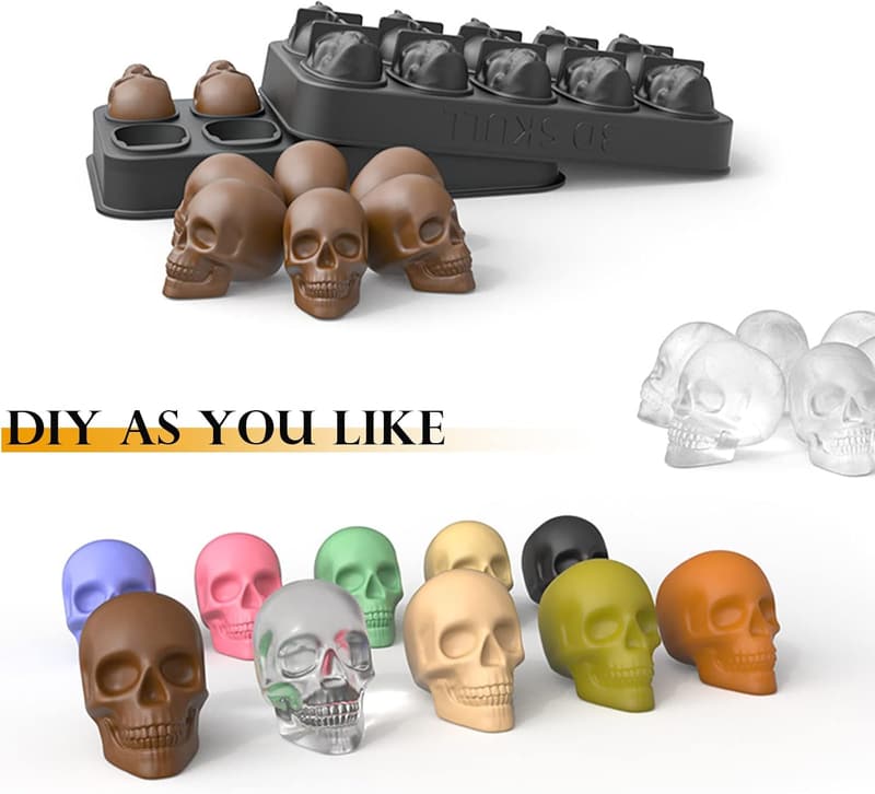 Skull Ice Cube Mold with Lid for Whiskey and Cocktails