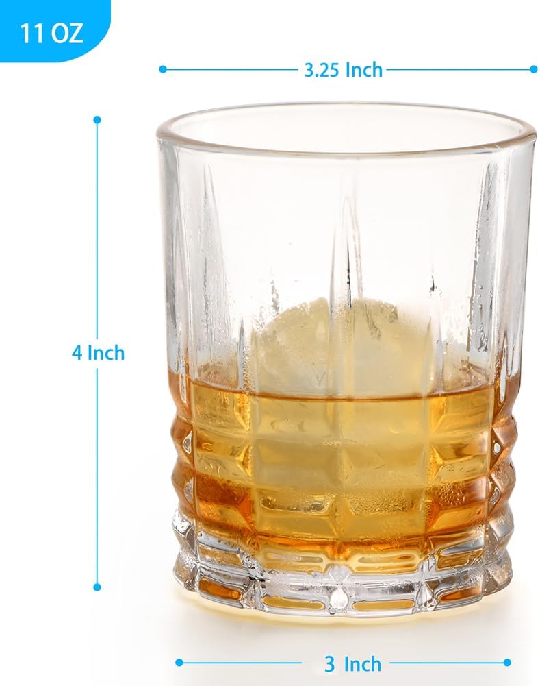 Whiskey Lovers Gift Set: 4 Dishwasher-Safe Bourbon Glasses