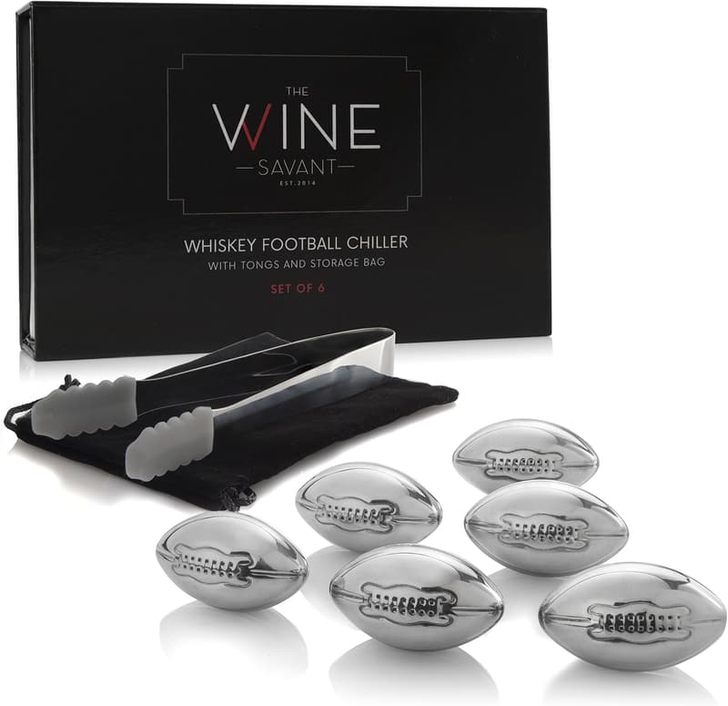 Super Bowl Football Whiskey Stones - 6 Chillers for Parties