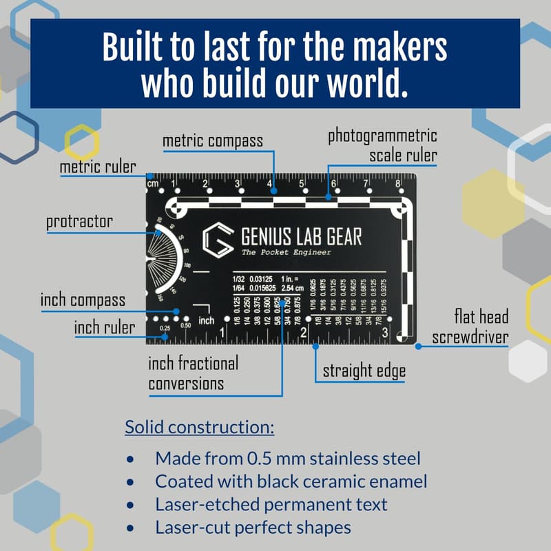 Techie Graduation Gift: 3-inch Metal Engineering Ruler Multi-tool