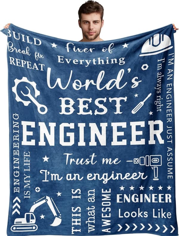 Engineer's Flannel Throw Blanket - 60”x50” Gift for Men