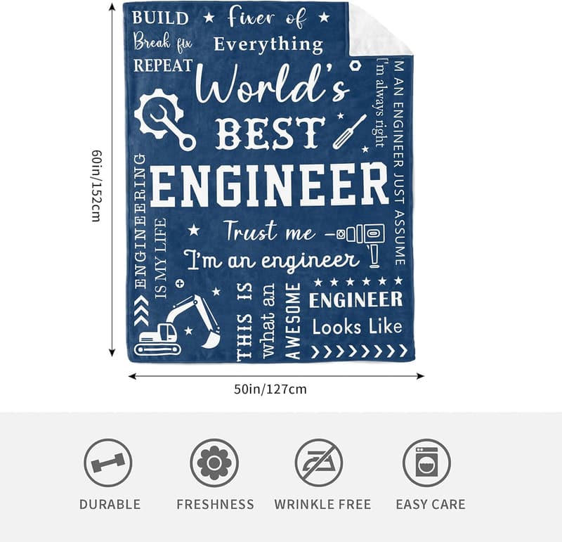 Engineer's Flannel Throw Blanket - 60”x50” Gift for Men
