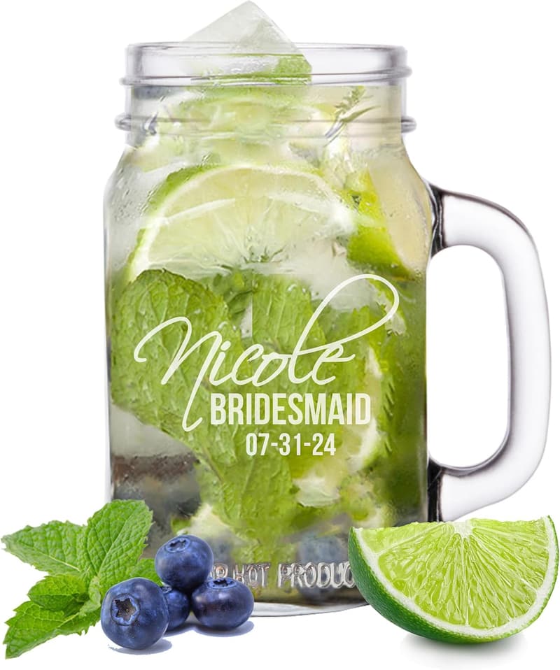 Customized Mason Jar Tumblers for Bridesmaids - Wedding Party