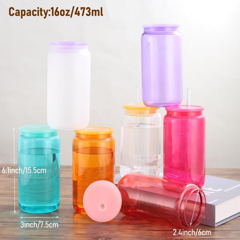Personalized 16oz Drinking Glasses with Lid & Straw - Great Birthday & Father's Day Gifts