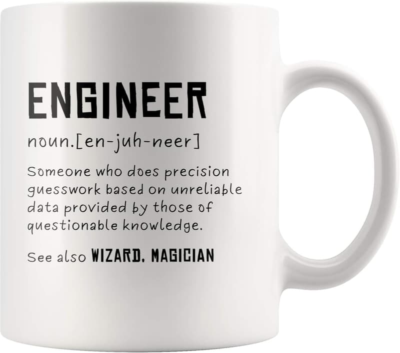 Funny Engineer Definition Mug for Students & Teachers - 11 oz White
