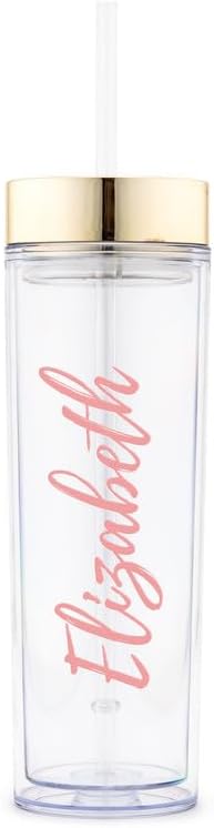 Customizable 16 oz Eco-Friendly Water Bottle with Straw - Gold