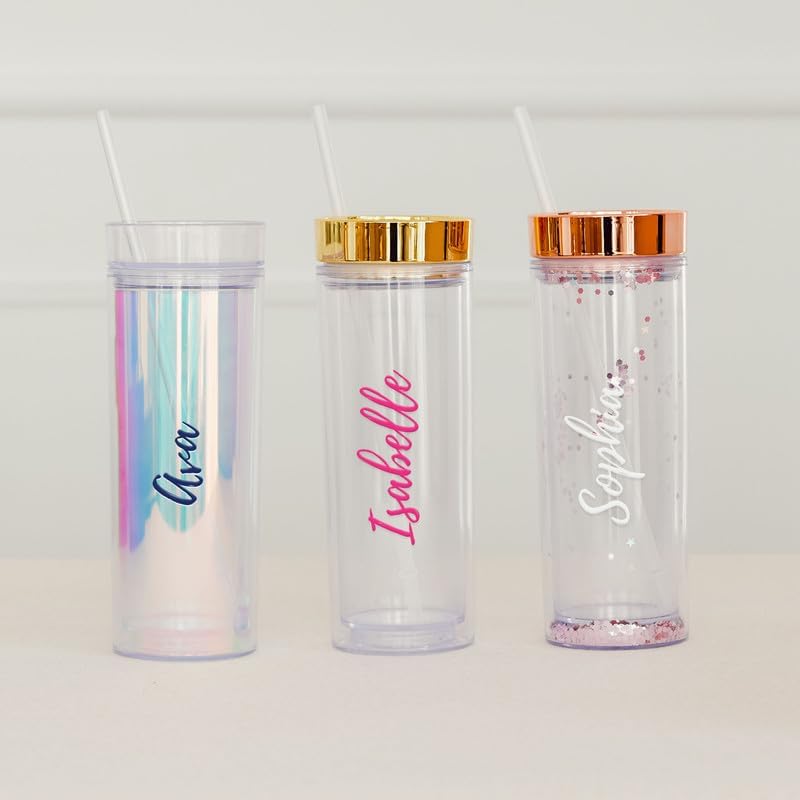 Customizable 16 oz Eco-Friendly Water Bottle with Straw - Gold