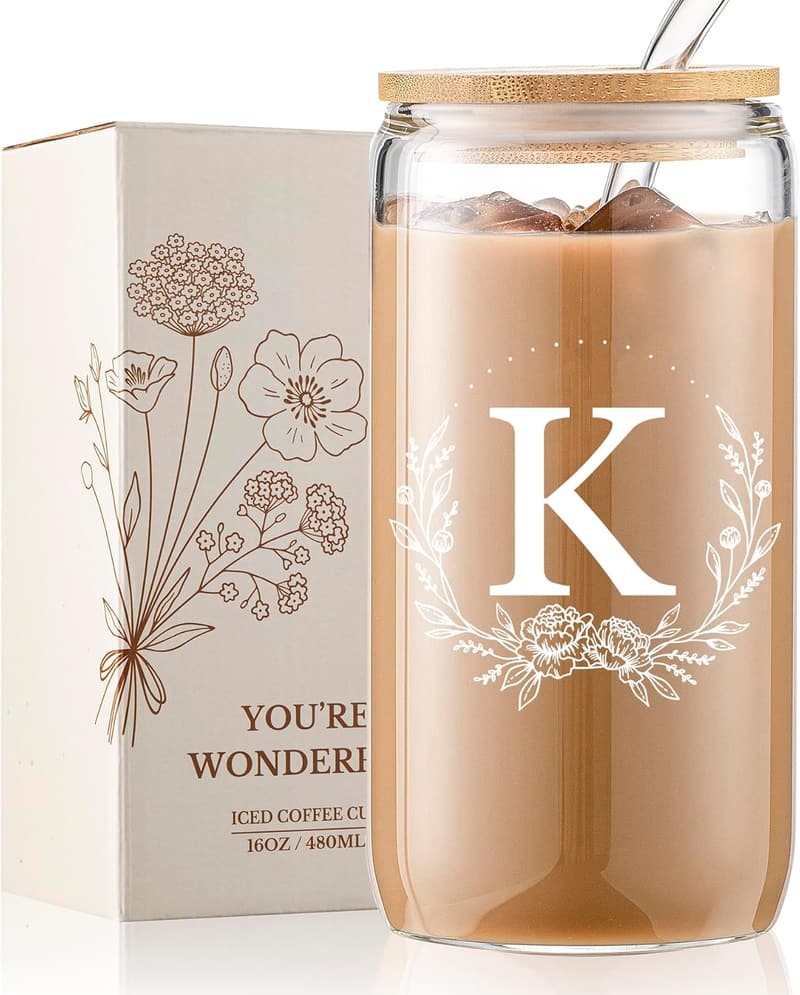 Custom Monogrammed 16oz Glass Tumbler for Women