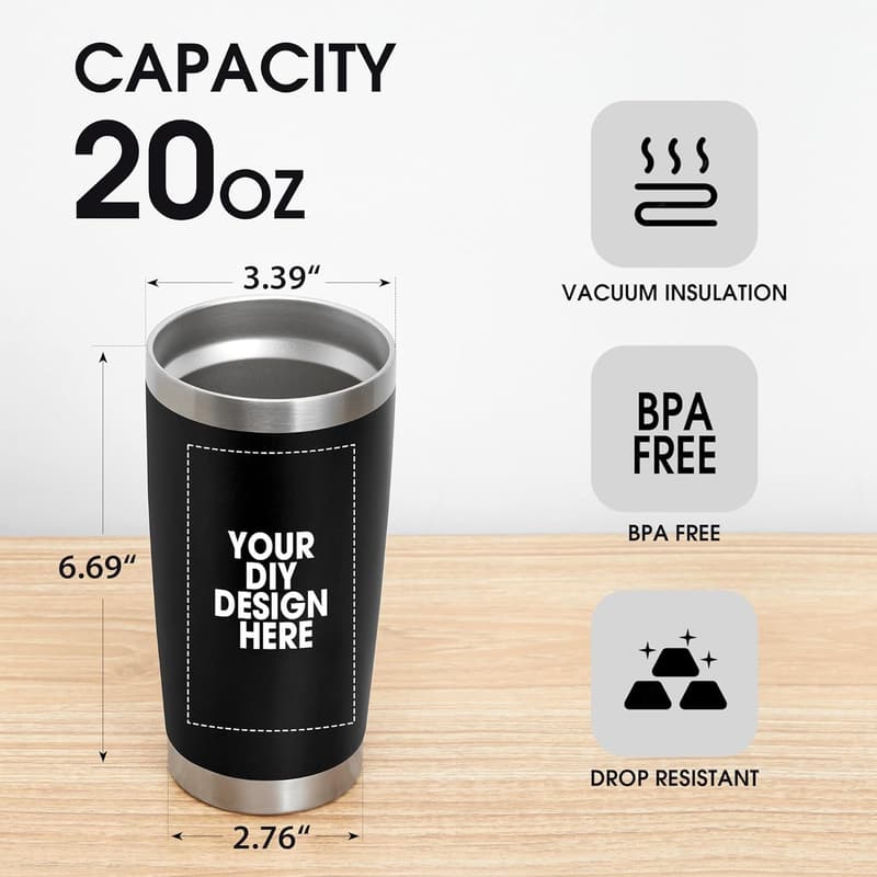 Personalized 20oz Stainless Steel Tumbler with Lid & Straw