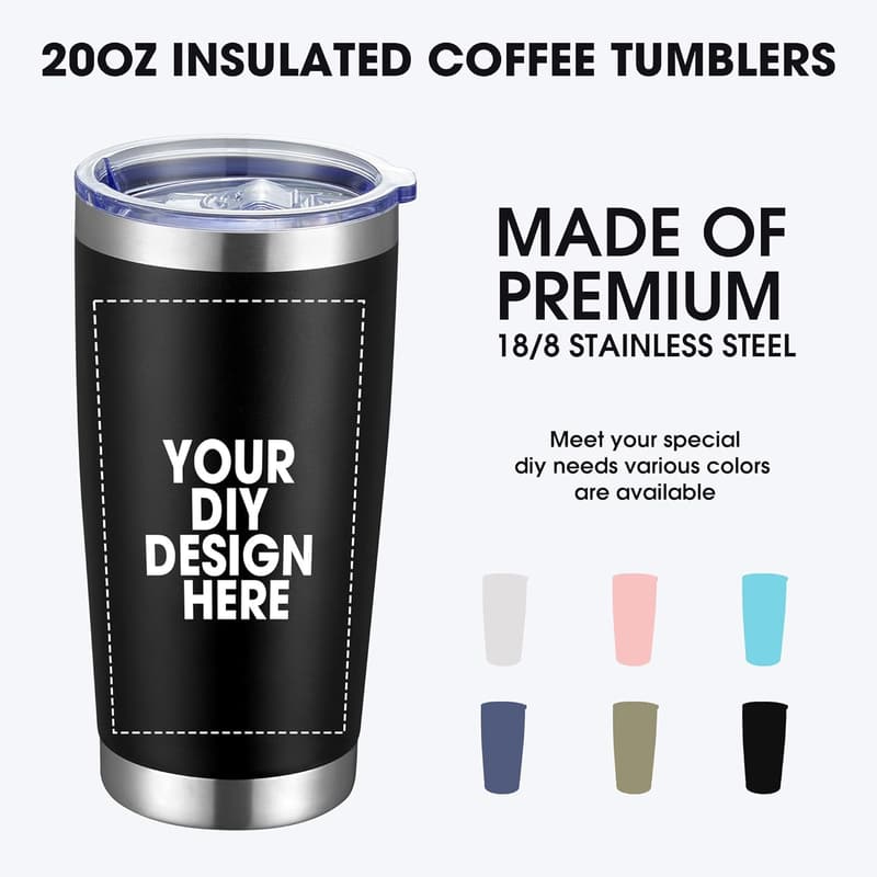 Personalized 20oz Stainless Steel Tumbler with Lid & Straw
