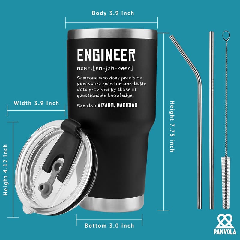 Engineering Student Gifts: 30 oz Insulated Stainless Steel Tumbler